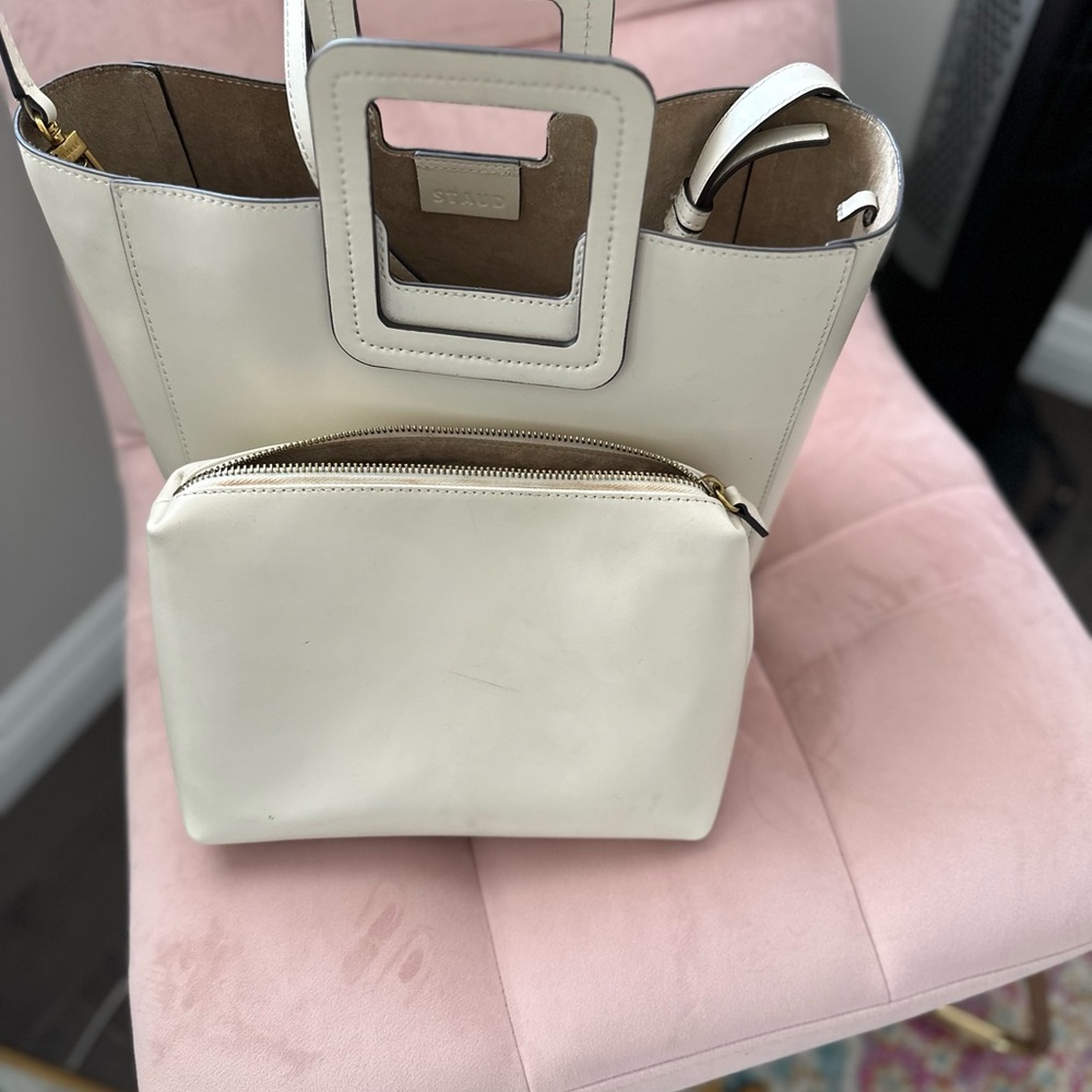 STAUD Cream Square Handle Tote - Picture 2 of 7